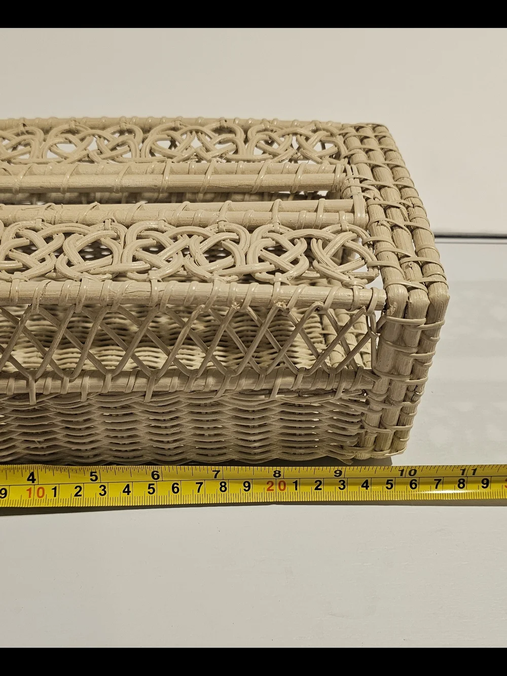 Woven Rattan Decorative Tissue Box Holder - Cream Colored